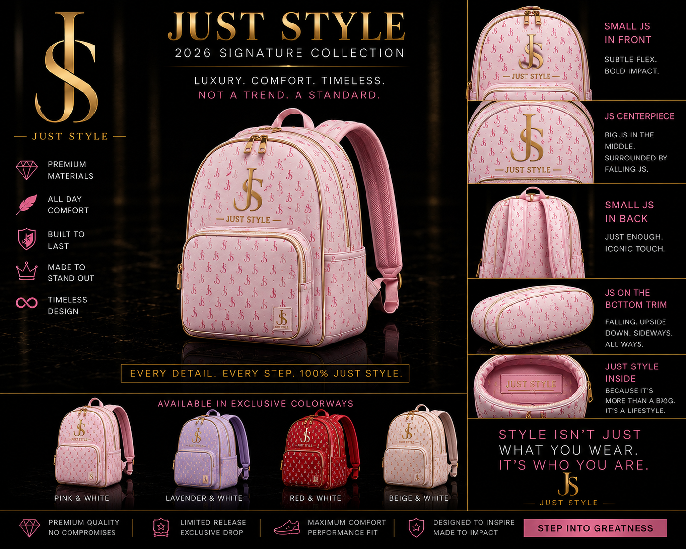Just Style Signature Luxury Backpack